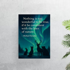 Faraday quote nothing too wonderful amazed animals watching aurora borealis poster 7