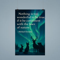 Faraday quote nothing too wonderful amazed animals watching aurora borealis poster 9