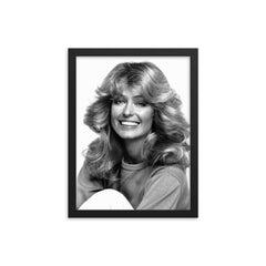 Farrah Fawcett framed print on a plain backdrop in size 12"x16".