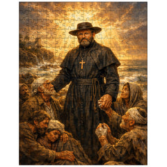 Father Damien among lepers and ocean light jigsaw puzzle