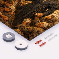 Father Damien among lepers and ocean light metal print mockup