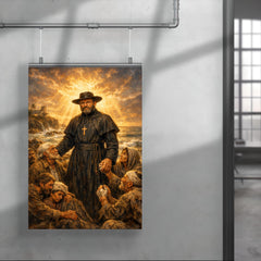 Father Damien among lepers and ocean light poster 4
