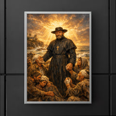 Father Damien among lepers and ocean light poster 5