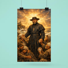 Father Damien among lepers and ocean light poster 6
