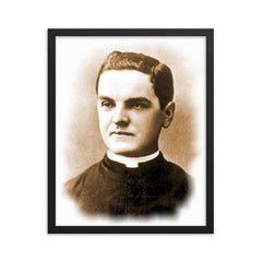 Father Michael J McGivney framed print on a plain backdrop in size 16"x20".