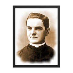 Father Michael J McGivney framed print on a plain backdrop in size 18"x24".