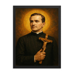 Father Michael J McGivney framed print on a plain backdrop in size 18"x24".
