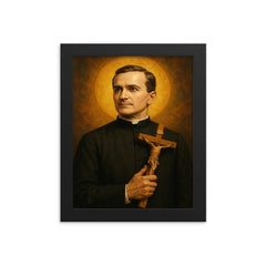 Father Michael J McGivney framed print on a plain backdrop in size 8"x10".