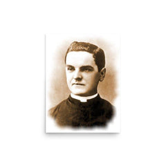 Father Michael J McGivney poster on a plain backdrop in size 12"x16".