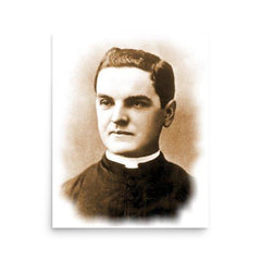 Father Michael J McGivney poster on a plain backdrop in size 16"x20".