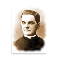 Father Michael J McGivney poster on a plain backdrop in size 18"x24".