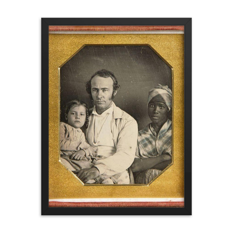 Father, Daughter, and Slave, Circa 1850 framed print on a plain backdrop in size 18