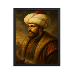 Fatih Sultan Mehmet framed print on a plain backdrop in size 16"x20".