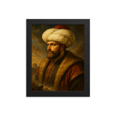 Fatih Sultan Mehmet framed print on a plain backdrop in size 8"x10".