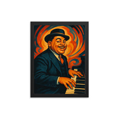 Fats Waller framed print on a plain backdrop in size 12"x16".