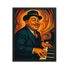 Fats Waller framed print on a plain backdrop in size 16"x20".