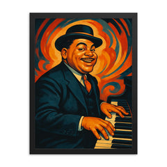Fats Waller framed print on a plain backdrop in size 18"x24".