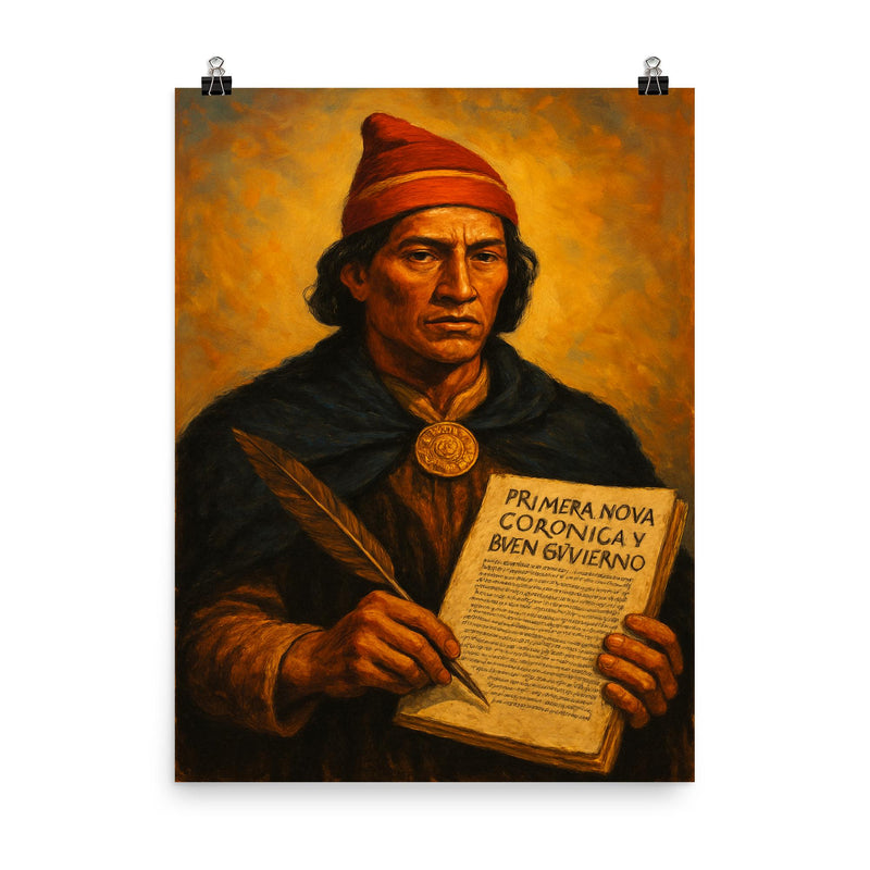Felipe Guaman Poma de Ayala poster on a plain backdrop in size 8
