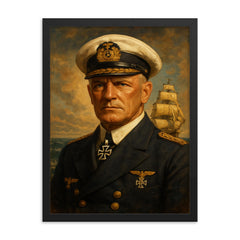 Felix von Luckner framed print on a plain backdrop in size 18"x24".