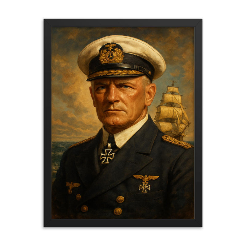 Felix von Luckner framed print on a plain backdrop in size 18