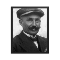 Ferenc Szisz framed print on a plain backdrop in size 16"x20".