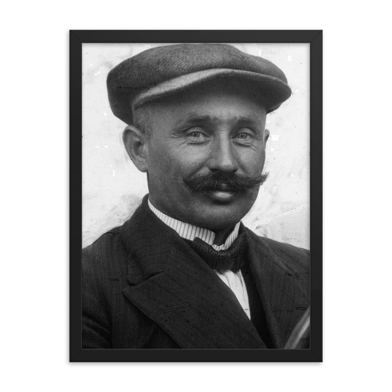 Ferenc Szisz framed print on a plain backdrop in size 18