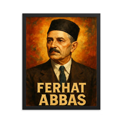 Ferhat Abbas framed print on a plain backdrop in size 16"x20".
