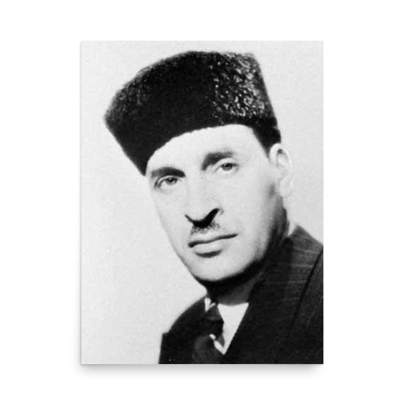 Ferhat Abbas poster on a plain backdrop in size 18