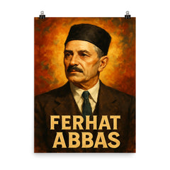 Ferhat Abbas poster on a plain backdrop in size 8"x10".