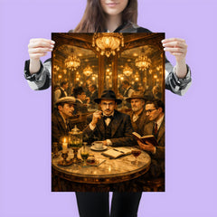Fernando Pessoa and heteronyms in mirrored café poster 3