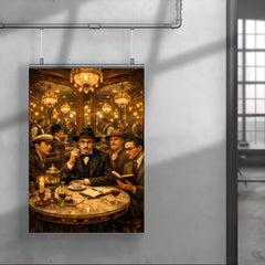 Fernando Pessoa and heteronyms in mirrored café poster 4