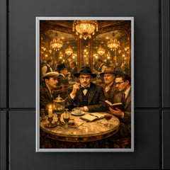Fernando Pessoa and heteronyms in mirrored café poster 5