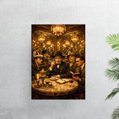 Fernando Pessoa and heteronyms in mirrored café poster 7