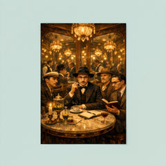 Fernando Pessoa and heteronyms in mirrored café poster 8