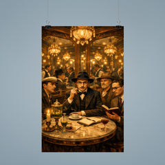 Fernando Pessoa and heteronyms in mirrored café poster 9