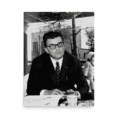 Ferruccio Lamborghini poster on a plain backdrop in size 18"x24".