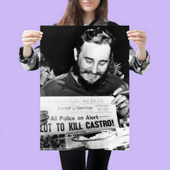 Fidel Castro Laughing at Newspaper Headline, New York 1959 poster 3