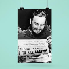Fidel Castro Laughing at Newspaper Headline, New York 1959 poster 6
