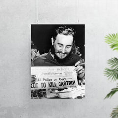Fidel Castro Laughing at Newspaper Headline, New York 1959 poster 7