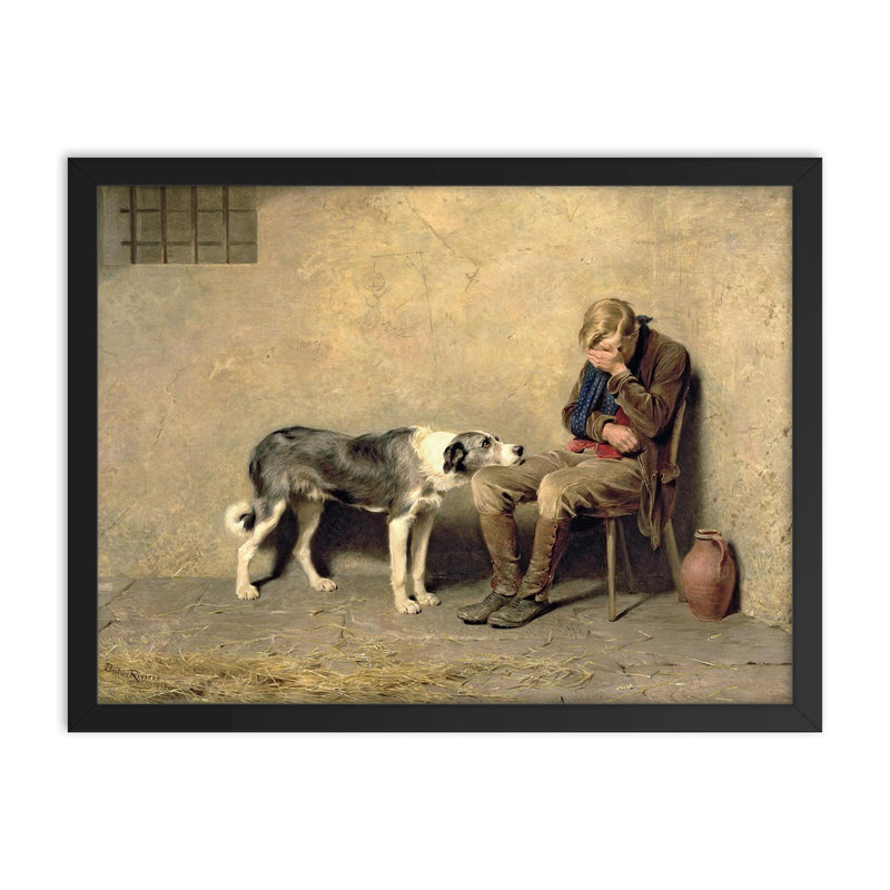Fidelity by Briton Riviere, 1869 framed print on a plain backdrop in size 18