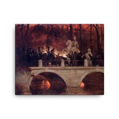 Fighting Between Polish Insurgents and Russian Cuirassiers in Łazienki Park by Wojciech Kossak canvas print on a plain backdrop in size 16"x20".