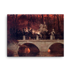 Fighting Between Polish Insurgents and Russian Cuirassiers in Łazienki Park by Wojciech Kossak canvas print on a plain backdrop in size 18"x24".