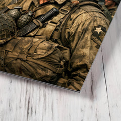 Filthy Thirteen Mohawk haircut before D Day jump metal print mockup