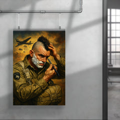 Filthy Thirteen paratrooper shaving Mohawk before jump poster 4