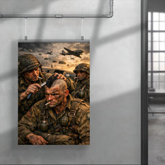 Filthy Thirteen paratrooper shaving Mohawk before jump poster 4