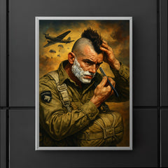 Filthy Thirteen paratrooper shaving Mohawk before jump poster 5