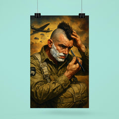 Filthy Thirteen paratrooper shaving Mohawk before jump poster 6