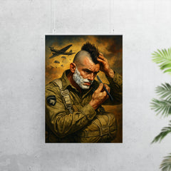 Filthy Thirteen paratrooper shaving Mohawk before jump poster 7