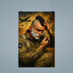 Filthy Thirteen paratrooper shaving Mohawk before jump poster 9