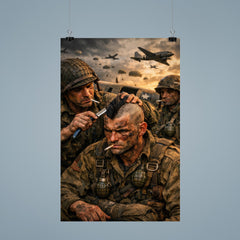 Filthy Thirteen paratrooper shaving Mohawk before jump poster 9